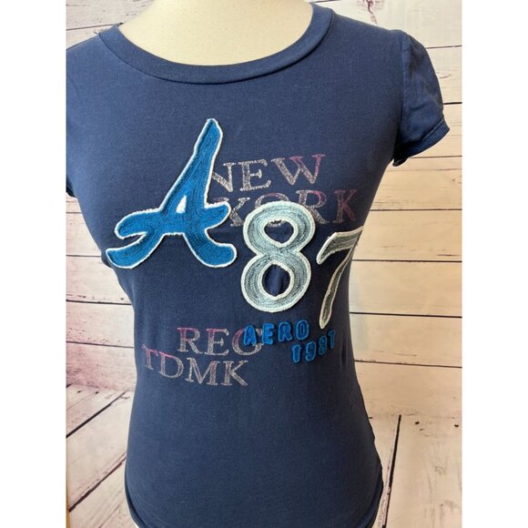 Aeropostale Tops - Aeropostale Graphic Tee Shirt size Small T-Shirt Raised Lettering 87 Y2K 80s